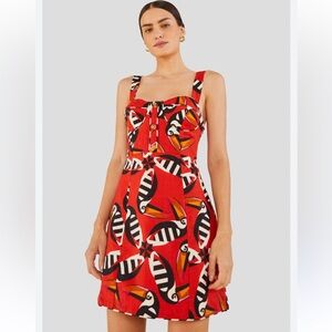 New Farm Rio Red Toucan Twist Red 100% Linen
Dress